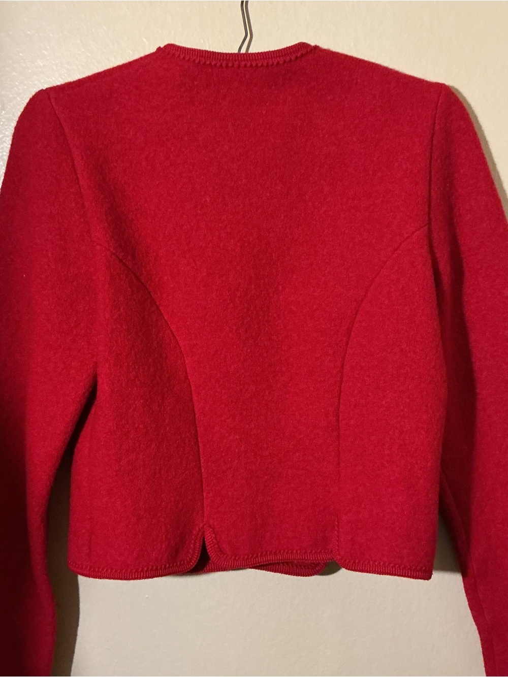 Vintage Original Salzburger Austrian Red Boiled Wool Trachten Jacket 4/6 Small - Picture 2 of 8